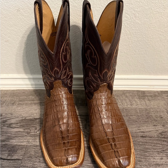 Lucchese Brown Haan Hornback Caiman tail Western Cowboy Boots